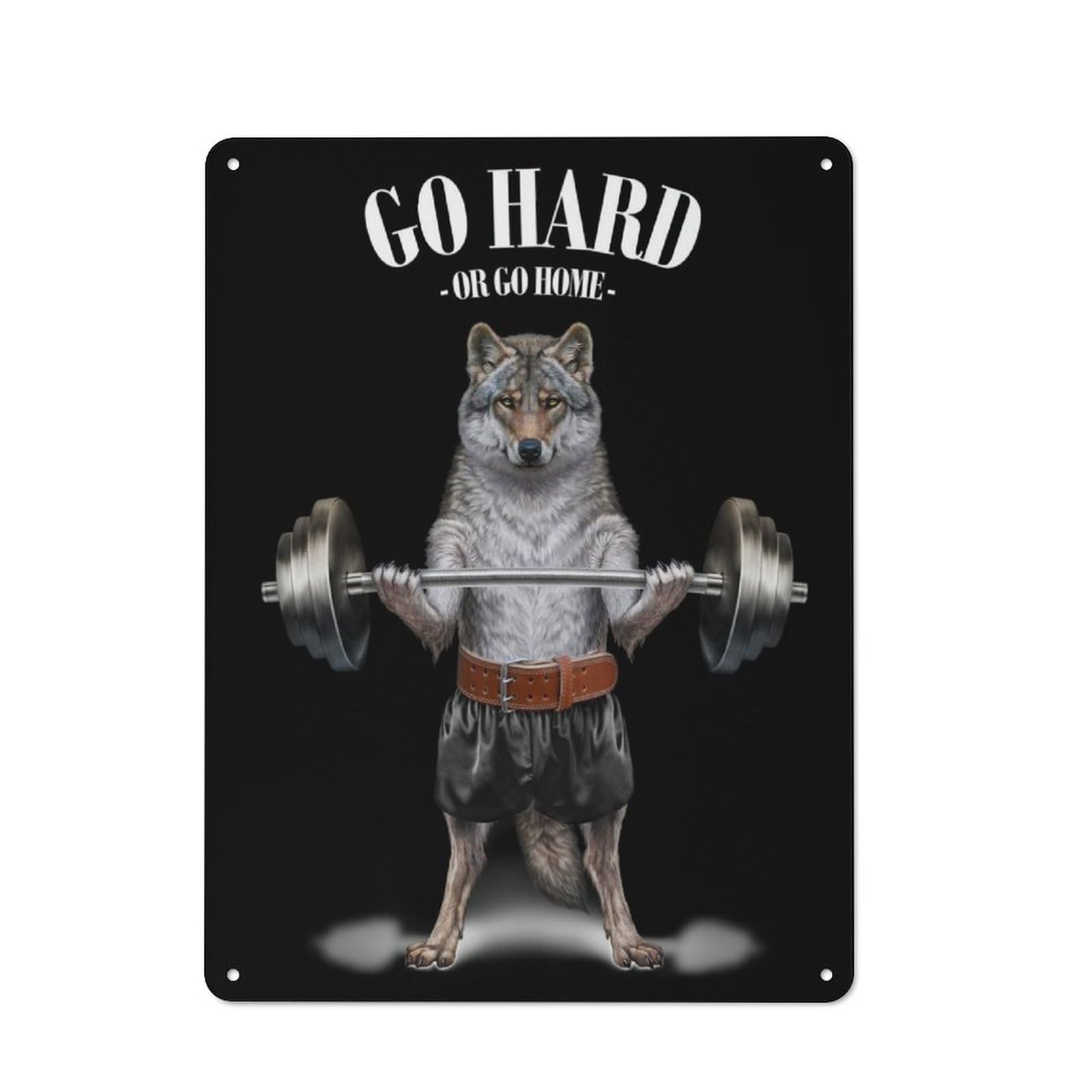 Workshop Style Timber Wolf Weightlifting Tin Sign 40x30cm, Workshop Wall Decor for Tool Room, Garage, Studio Or Home Bar