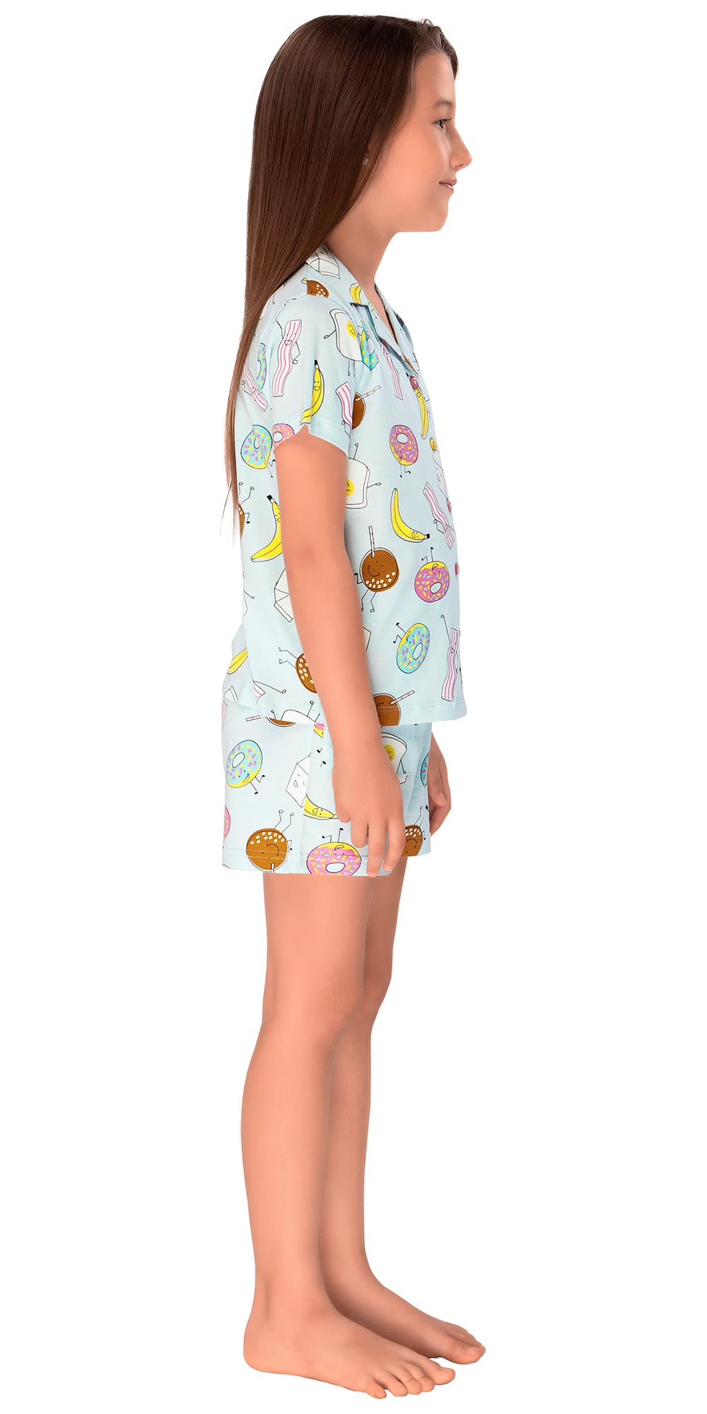 Laughing Kids Fun Doughnuts Shirt and Shorts Night Suit Sets for Girls LK-CL-25103 (7 to 8 Years) Light Blue 2
