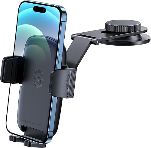 SYNCWIRE Soporte de teléfono de coche para tablero universal súper estable Soporte de teléfono de coche brazo plegable de aleación de aluminio para