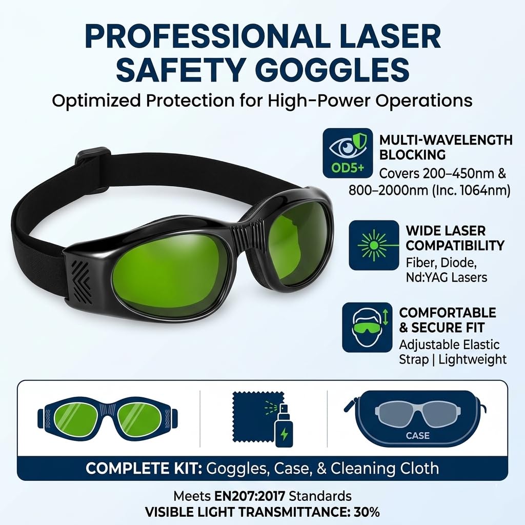 Gafas de seguridad láser para protección ocular de 200 nm-450 nm/800 nm-2000 nm/1064 nm de longitud de onda, grabador láser, gafas protectoras de corte láser