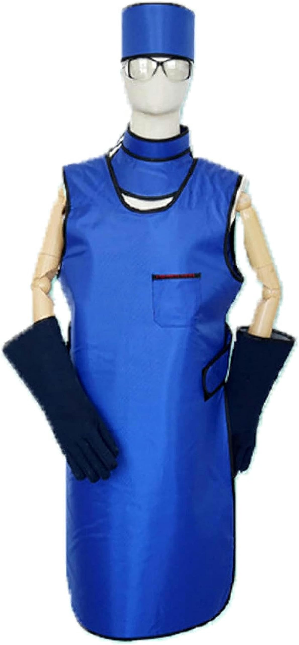 X線放射線防護服、0.5鉛当量手袋+眼鏡+帽子+スカーフ+鉛服保護服,Blue-L