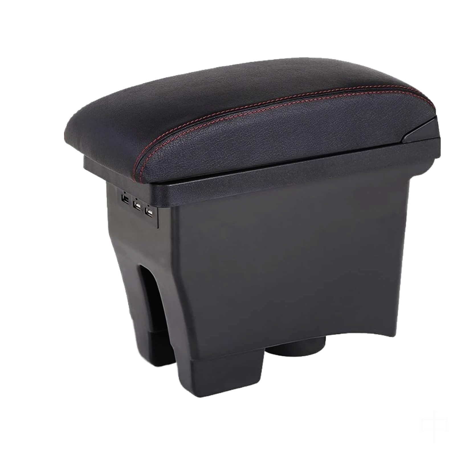 GTDTKGANAK Storage Box For Vw For Polo Mk5 6R For Vento 2012-2018 Center Console Armrest Storage For Box(A1 Black Leather)