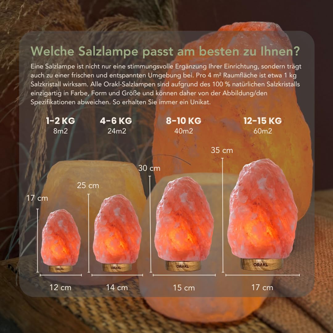 Dimmbare Salzlampe Aura - 100% echtes Himalaya Salz aus Salt Range Pakistan - Salzkristall-Lampe - Salzstein - Tischlamp inkl. 1x 15W Glühbirnen und Geschenkbox (8-10 KG)