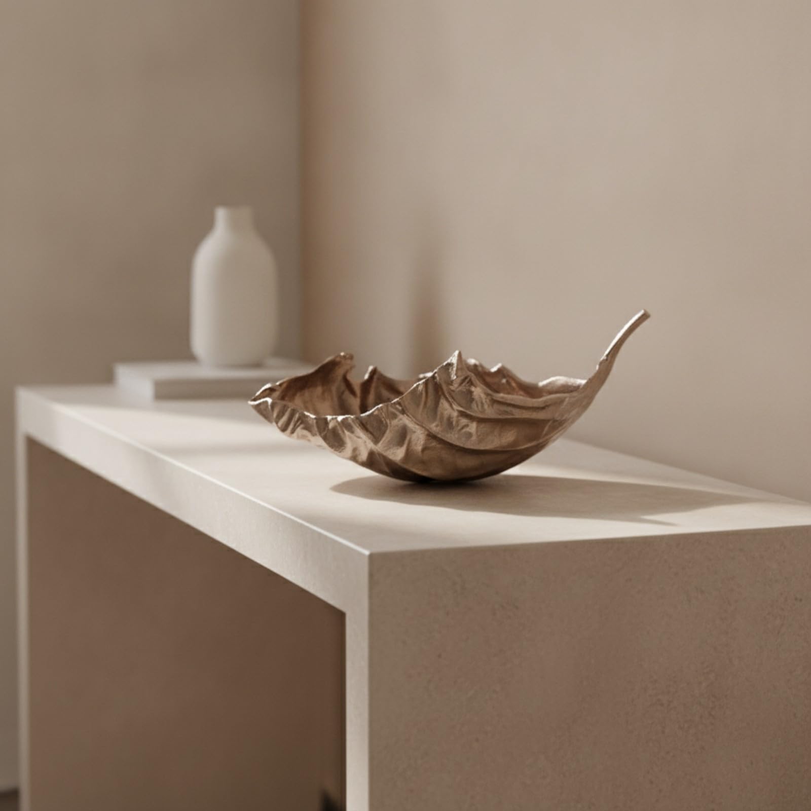 Baoblaze Vassoio a Forma di Foglia in Alluminio | perficie Effetto Stropicciato, Piatto Decorativo a Foglia, per Ingresso, Argento, L
