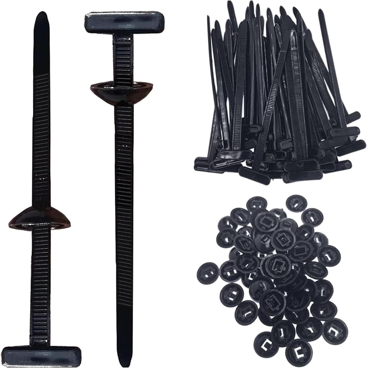 100 PCS Nylon Universal Cable Tie Buckle with Pin & Button Design - Heavy Duty Self-Locking Zip Ties Holder, UV Resistant Plastic Fasteners for Car Body, Tool Organization, and Daily Fixing (100)