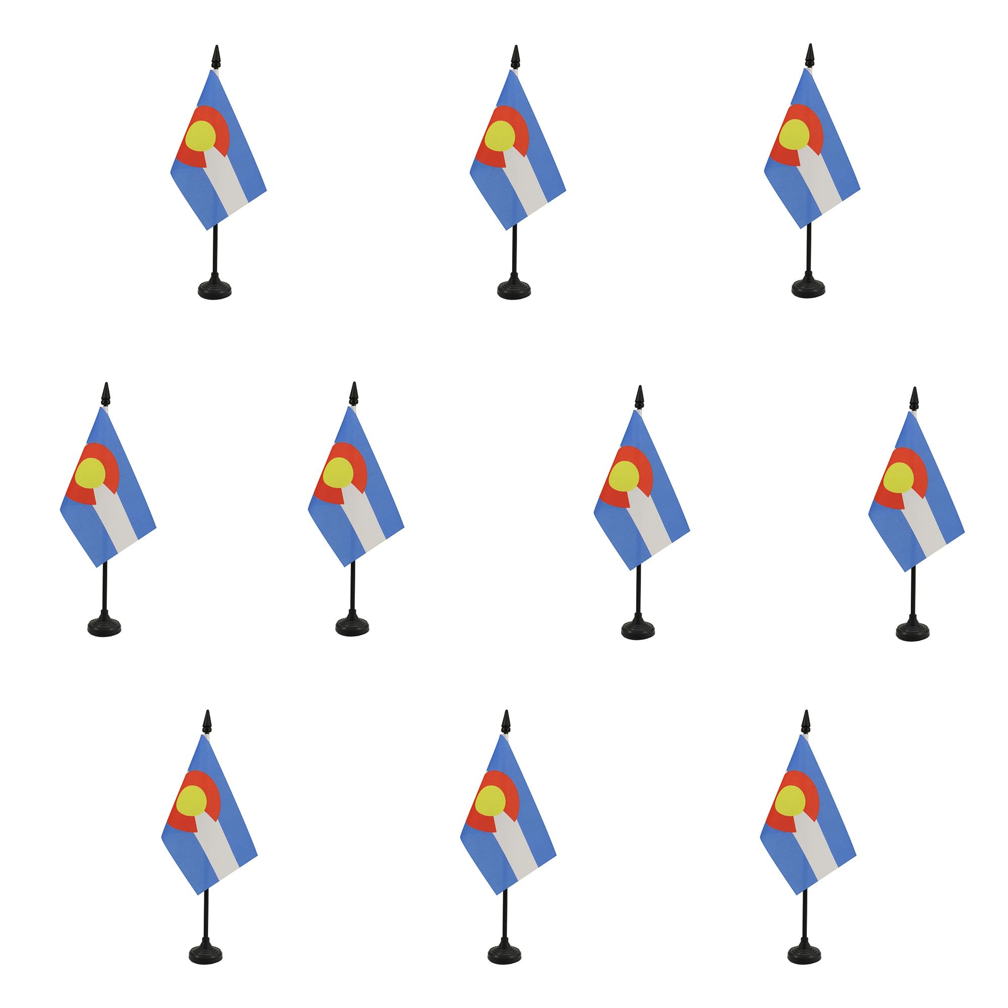 AZ FLAG - Set of 10 Colorado Table Flag 4'' x 6'' - 10 Small US state of Colorado Office Flags 100% Polyester 15 x 10 cm - Mini Desk Flag with 10'' Pole and Black Plastic Base