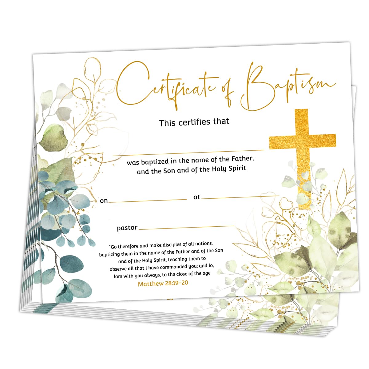 25 PCS Baptism Certificates for Church, Baby Dedication Certificate Paper, Dedication Christening Gifts for Girls Boys,Baptismal Certificates for