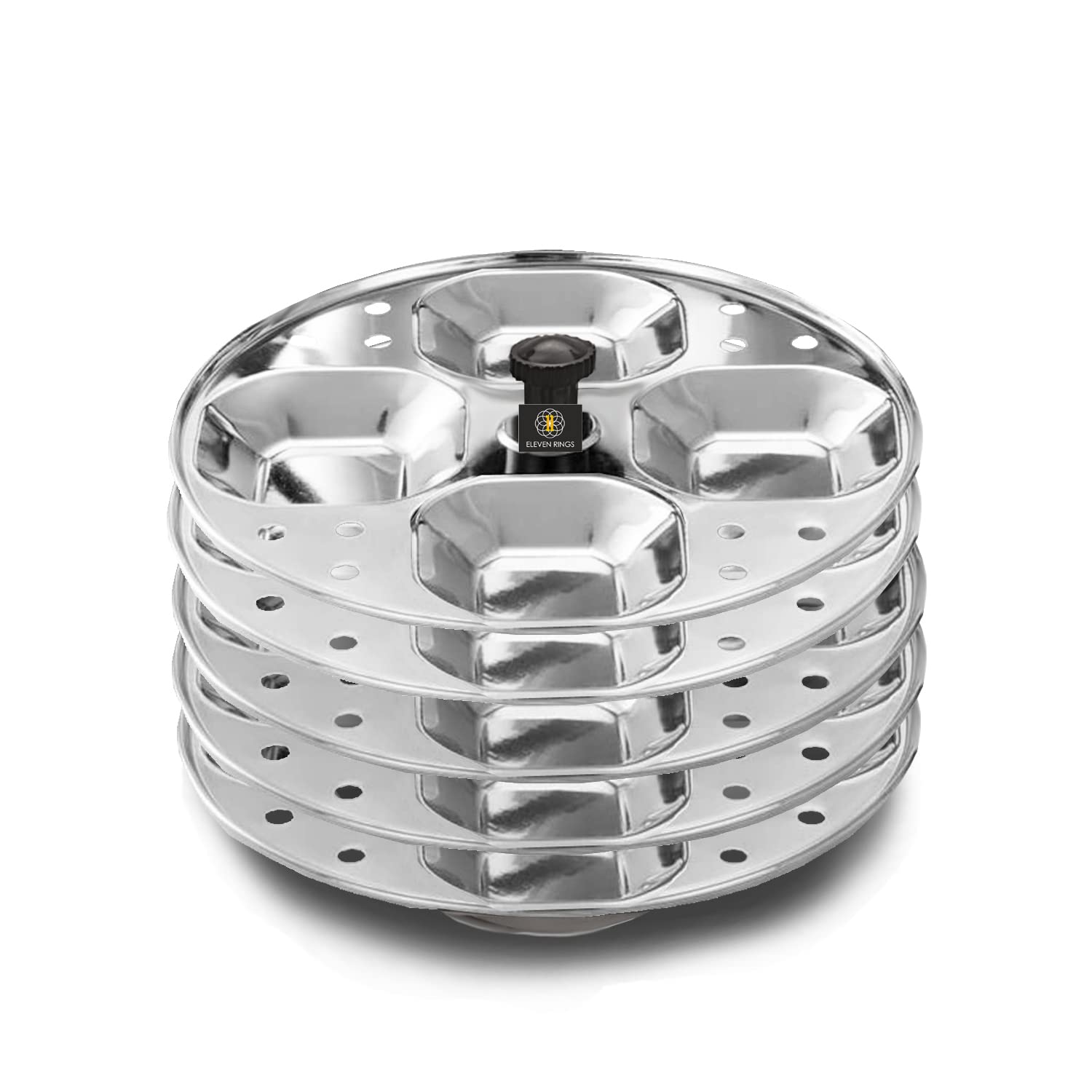 Eleven Rings 5 Plates Stainless Steel Square Idli Stand/Idli Maker Makes 20 Square Idlis at Once. (5 Plate Square Idli)