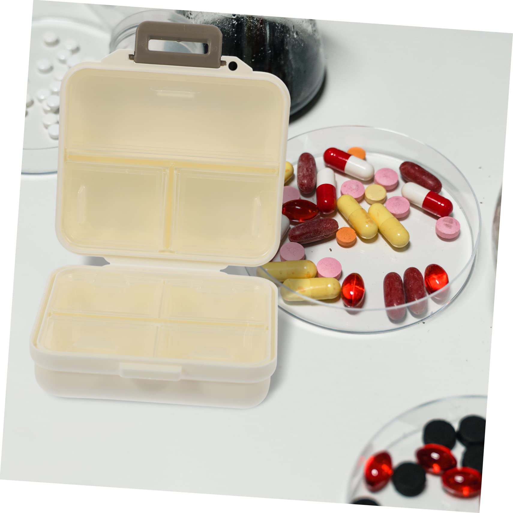 FOMIYES 5 Stück 7 Pillendose aufbewahrungsdose storage boxes medikamente boxen pillenbox Reise-Pillen-Organizer Tablettenspender Multi-Grid-Pillen-Organizer Reisepillenetui Plastik Weiß