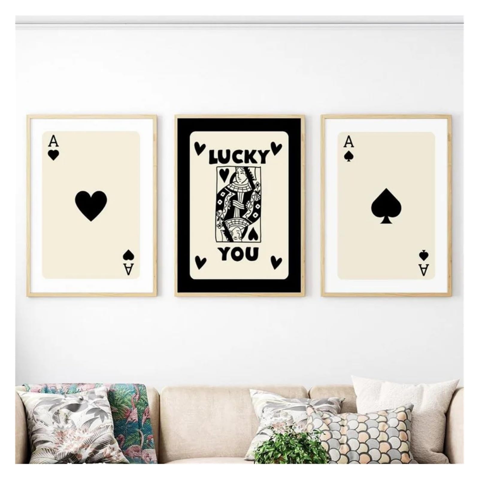 Impression sur toile XENITE Peinture Carte Ace Noire retro 30x40cm pour decoration murale de maison