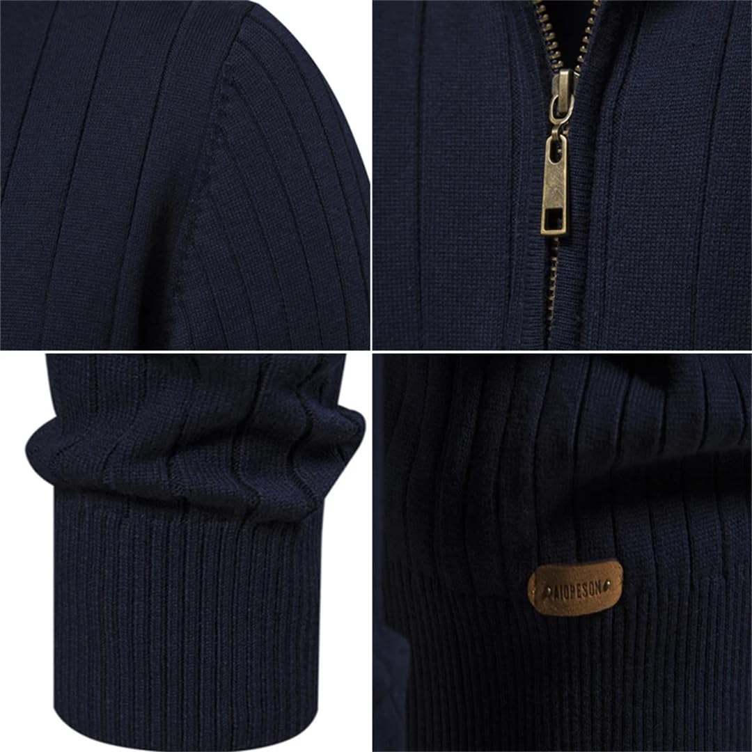 Hgvcfcv Maglione Pullover con Cerniera da Uomo, Colletto alla Coreana Casual, Dolcevita Caldo, Maglioni Classici, Maglieria, Abbigliamento