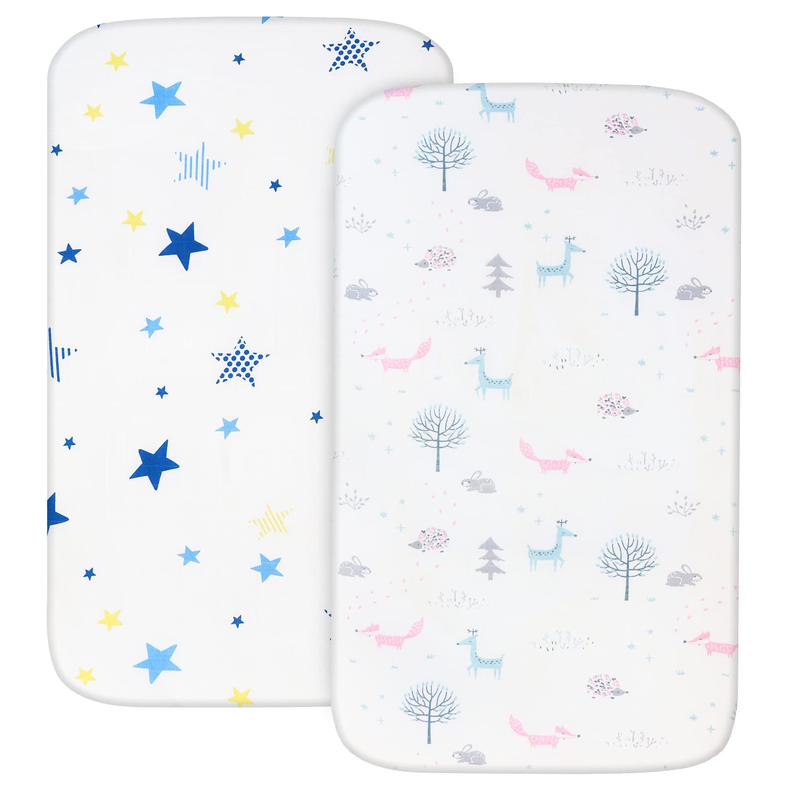 Muslin Bassinet Sheets Fit for AMKE 3 in 1, Besrey, Bellababy, Evolur Stellar, Milliard, TCBunny and Other Bedside Sleeper Bassinet - 2 Pack