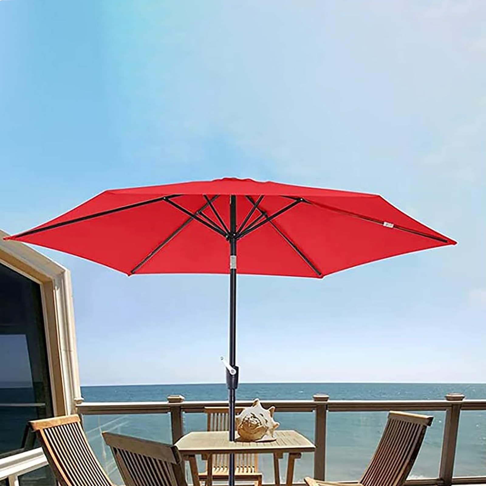 Zapasowy baldachim do parasola 350 cm z 8 żebrami, niebieski pokrowiec na parasol zewnętrzny, wodoodporny i odporny na promieniowanie UV, idealny na patio, do ogrodu, na plażę i na taras