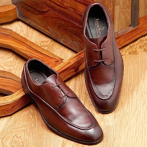Image of LOUIS STITCH Men's Premium Italian Leather Shoes Handcrafted Two Eyelet Style British Classic Laceups for Men Formal Officewear (EXTE)