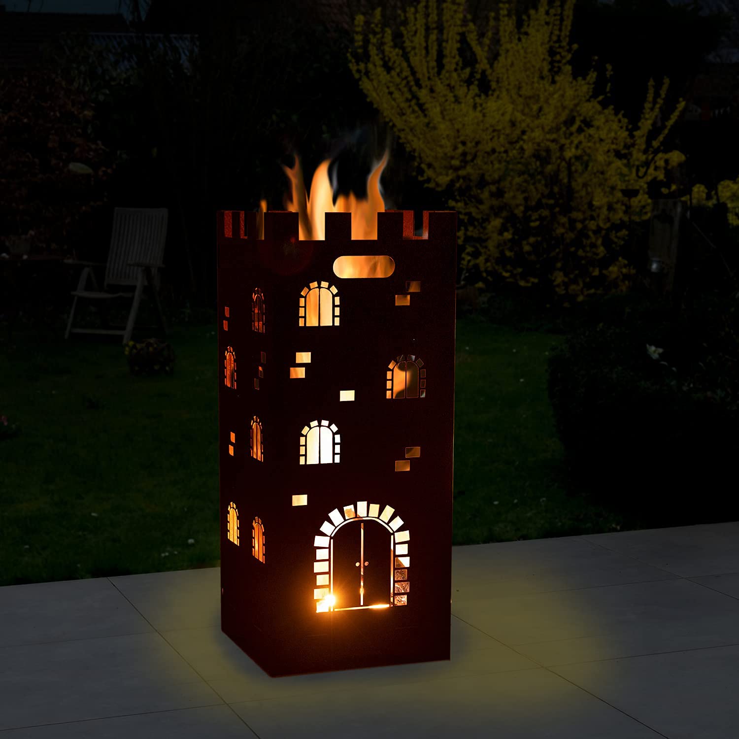 Moritz Braciere da 2 mm, in acciaio, 35 x 35 x 85 cm, utilizzabile per giardino, campeggio, esterni, braciere da fuoco a castello