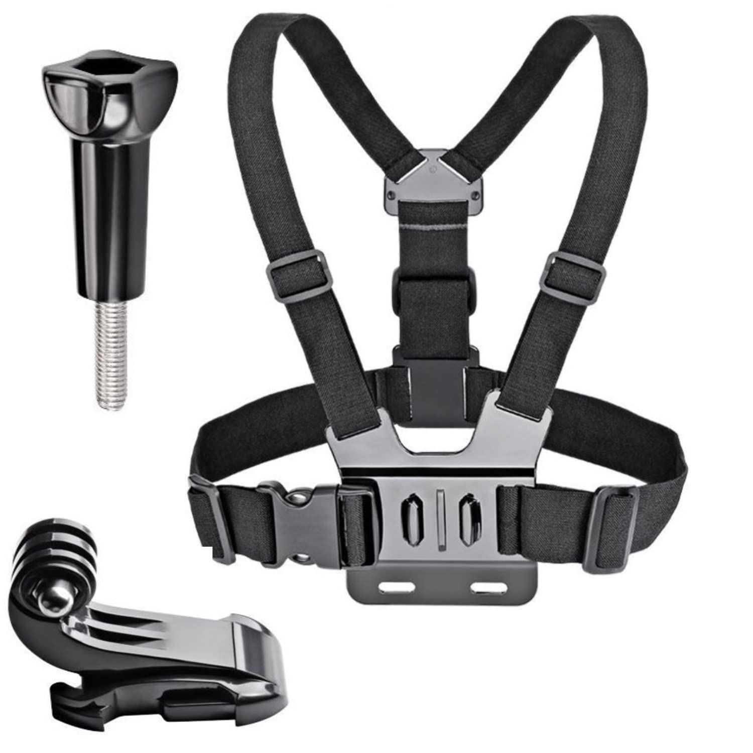 EYUVAA LABEL Camera Chest Strap Belt for Action Camera Adjustable Chest Harness Belt Mount 3 Points Elastic Stap Compatible with Gopro Hero 8/7/6,SJCAM, Yi (Black)