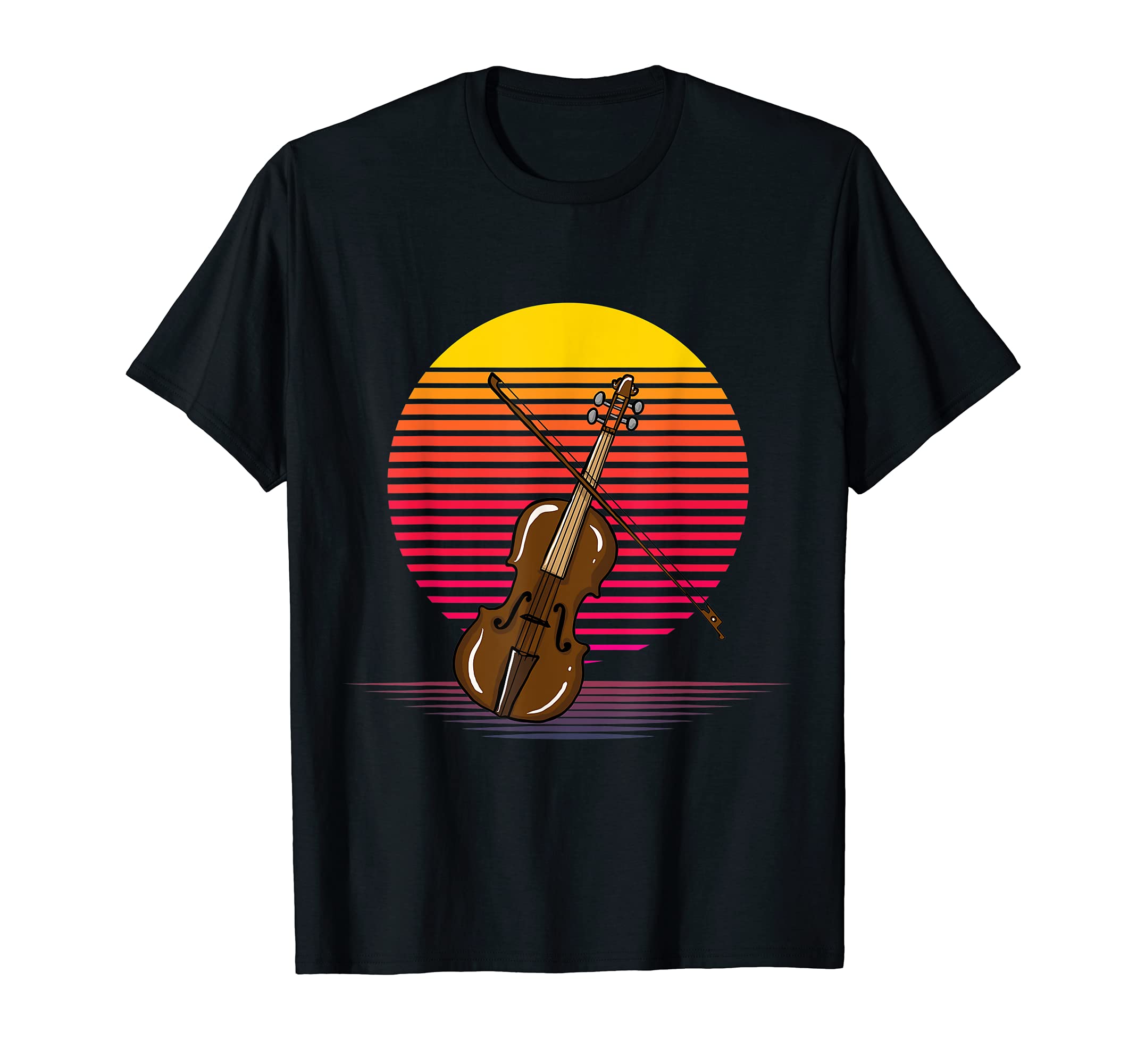 Vaporwave Violin Lover Illustration for Violin Player T-Shirt, Black