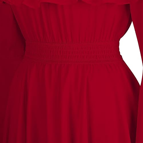 Miniatura 10 de Medieval Renaissance Dress for Women Retro Off Shoulder Flare Sleeve High Waist Tiered Dresses Party Dress