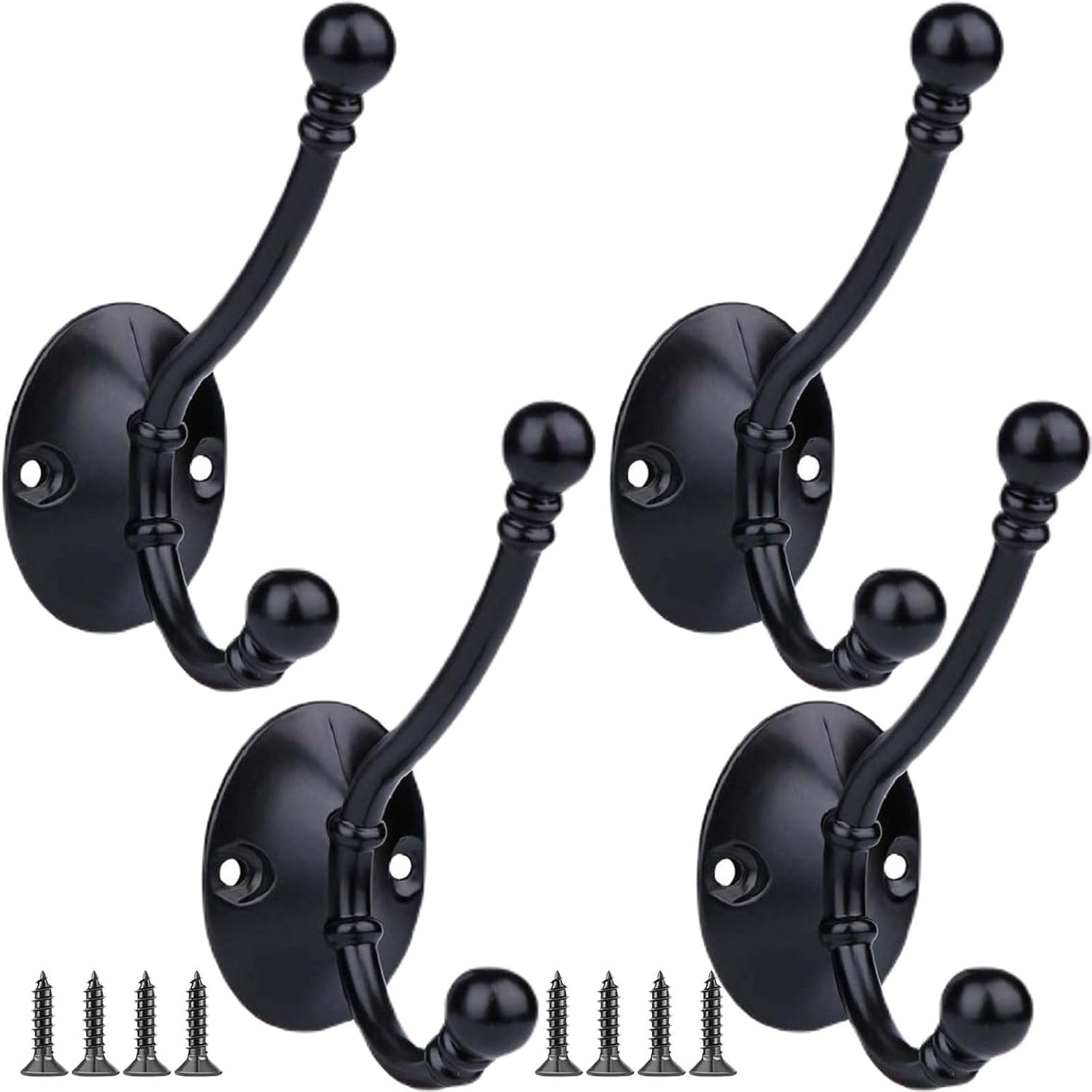 PAQWTYB Hooks, 4 Pack Metal Double Hook Retro Coat Rack