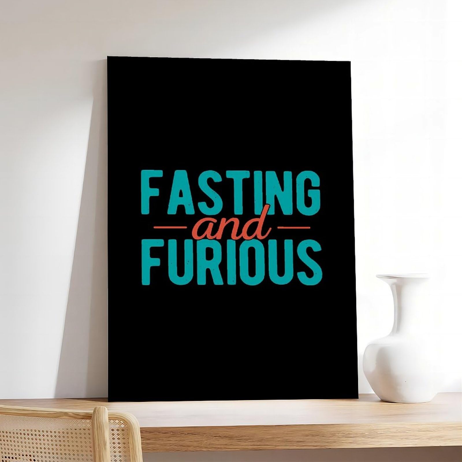 Lustiges Leinwandposter mit Intermittierendem Fasten, Wandkunst, Dekordruck, Bild Gemälde für Wohnzimmer, Schlafzimmer, Dekoration, Rahmen: 50 x 75 cm