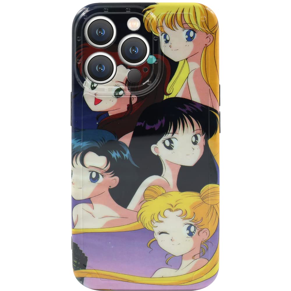 iPhone 13 Pro Case, Cute Adorable Cartoon Sailor Moon Print Glossy Slim Fit Soft TPU Case for Teens Girls Women for iPhone 13 Pro 6.1 inch 2021