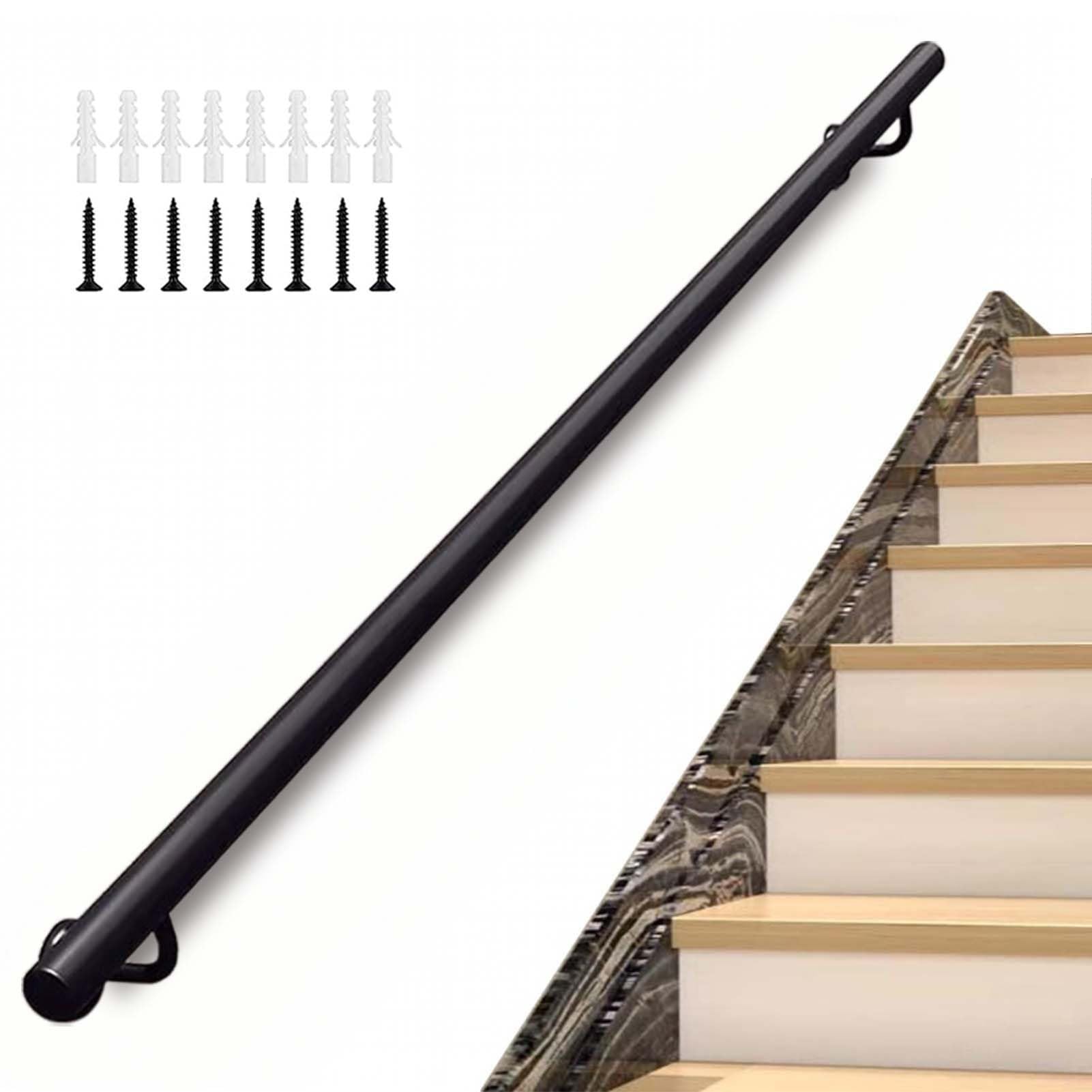 Fkxsxaz 30Cm-600Cm Stair Railing Indoor, Metal Galvanized Pipe Hand Rails Banister For Wall Mounted Handrail Wrought Iron Support, Indoor/Outdoor Grab Bar Steps Decking Rails(1Ft/30Cm)