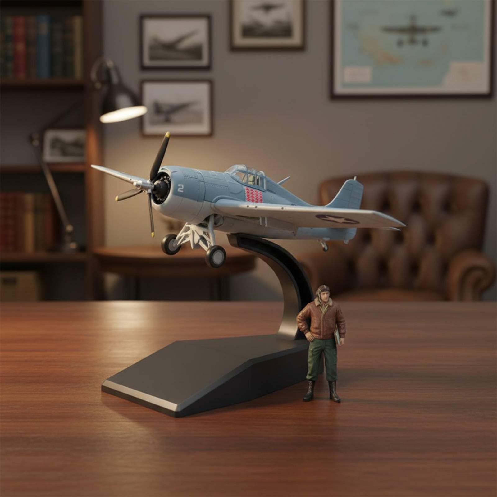 Kampfflugzeug Modell Flugzeug Jet Propeller Maschine Historischer Stil aus Legierung mit Feinen Details Und Kennzeichen Fertig Aufgebaut für Sammler Büro Bücherregal Arbeitszimmer