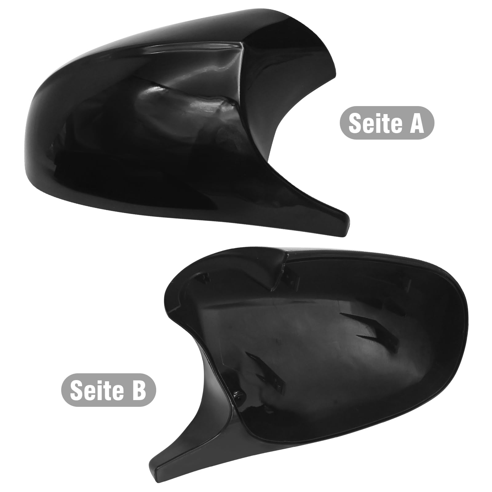 2 Stück Auto Spiegelkappen, Rückspiegelgehäuse für BMW E81 E82 E87 E88 LCI, E90 E91 E92 E93 2009-2013 | Seitenspiegelabdeckungen (Glänzend Schwarz)