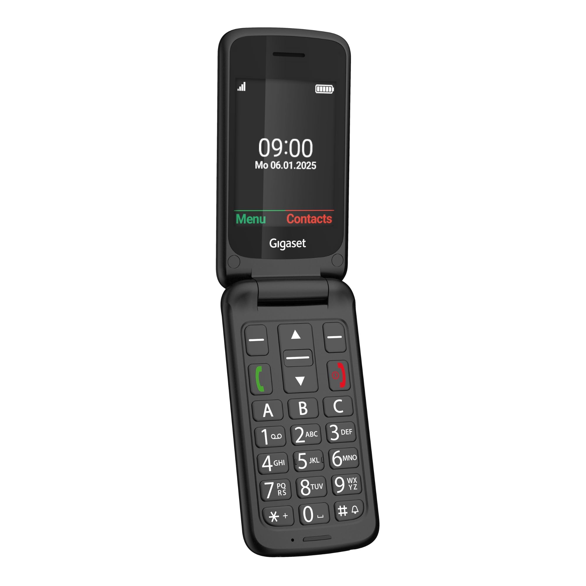 Gigaset GL595 Flip Móvil para Personas Mayores, Botón SOS, Negro | Teclas grandes, resistente a polvo y salpicaduras, sin contrato, pantalla TFT