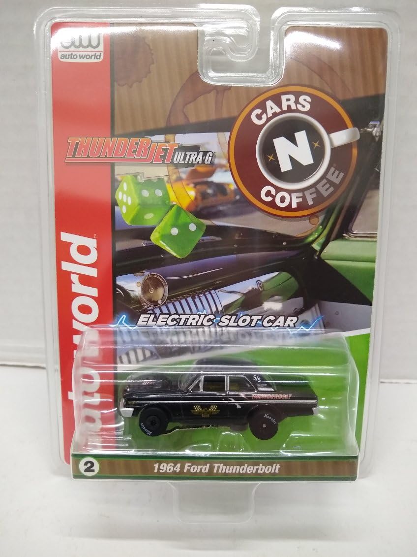 Auto World SC408-2A Cars N Coffee 1964 Thunderbolt HO Scale Electric Slot Car - Black w/Graphics