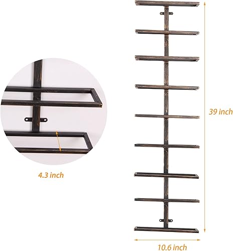 Miniatura 6 de Estante de vino montado en la pared de 9 capas, estante de vino, soporte de almacenamiento de botellas de vino, soporte organizador de bodega,