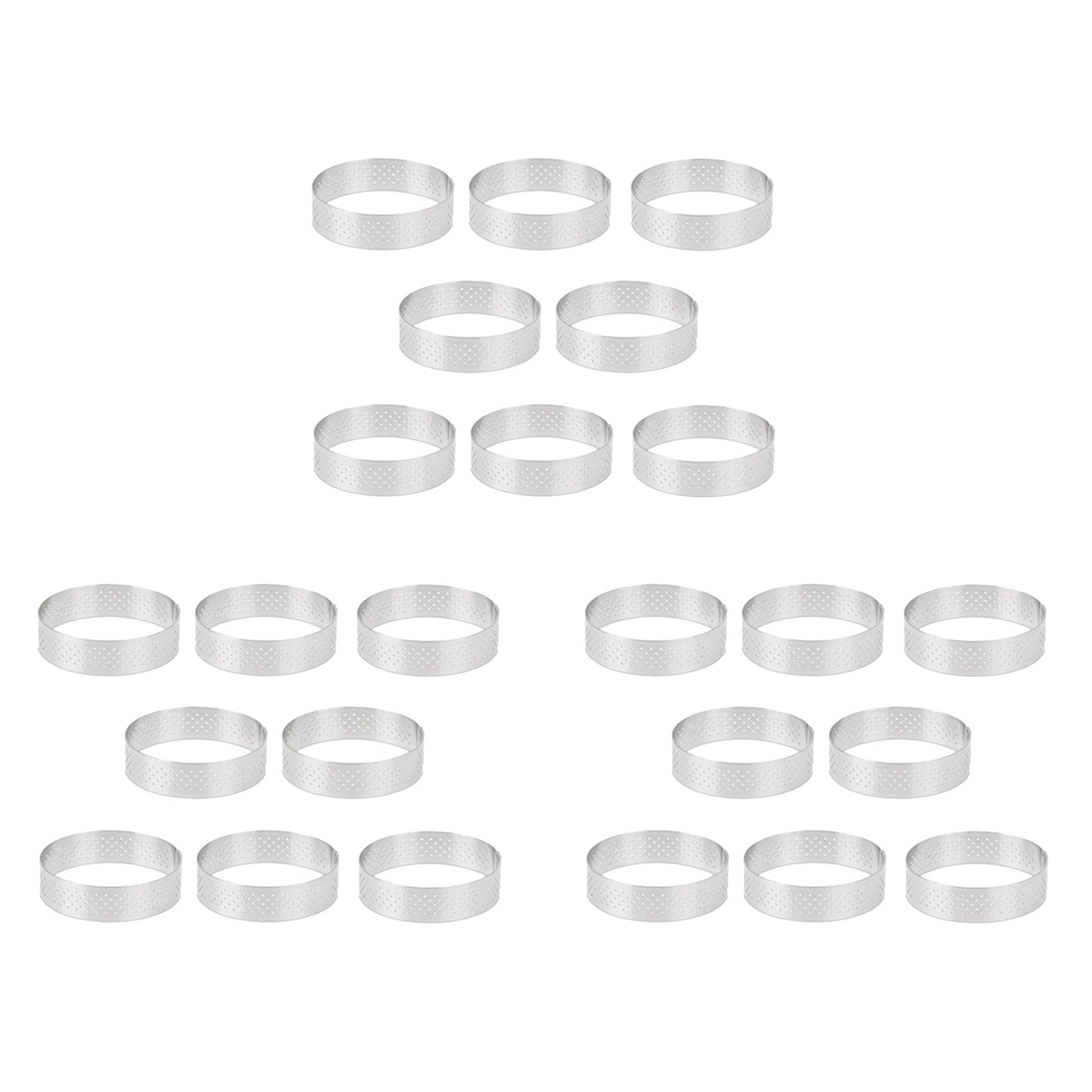 Hndhbfgrt 24Pcs 8cm Stainless Steel Tartlet Molds French Dessert Mousse Fruit Pie Tart Ring Quiche Cake Mold