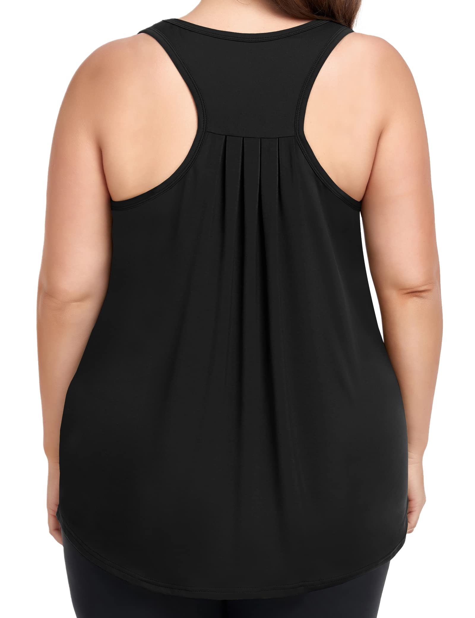 COOTRY Plus Size Workout Tops for Women Racerback Tank Tops Athletic Gym Yoga Clothes Loose fit