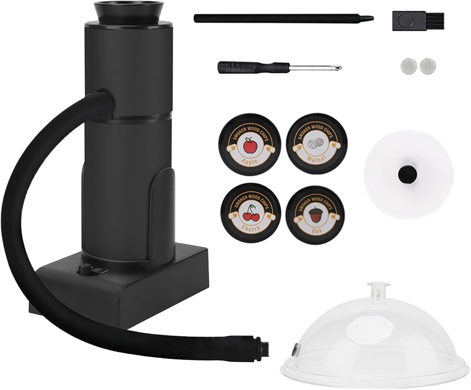SURLABA Räucherpistole Küche - Mit 4 Holzspänen & Kuppel | Für Lebensmittel & Cocktails