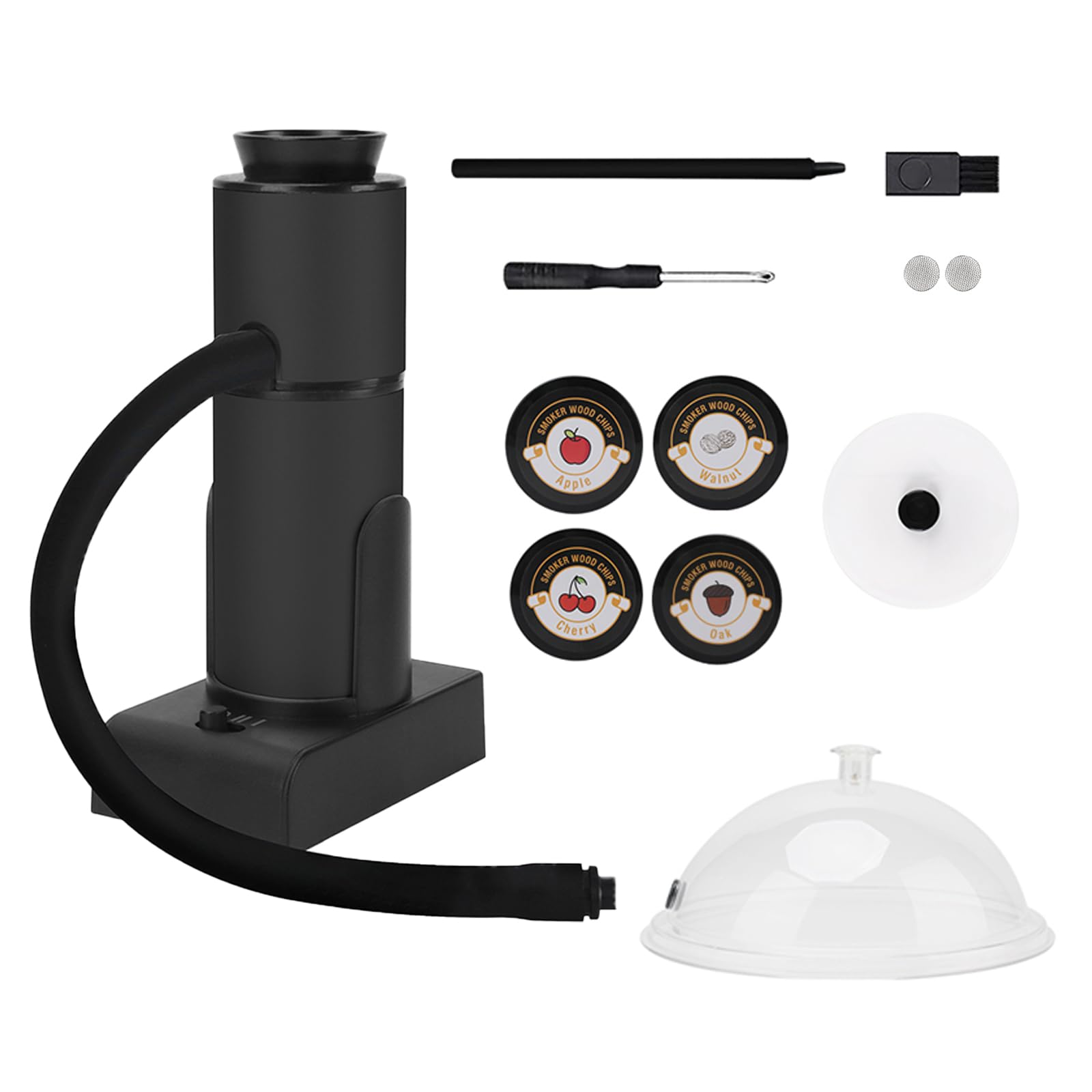Food Smoking Gun, affumicatore da cucina con coperchio a cupola e 4 trucioli di legno, infusore di fumo freddo per cocktail, barbecue, bevande, formaggio, bistecche sous vide