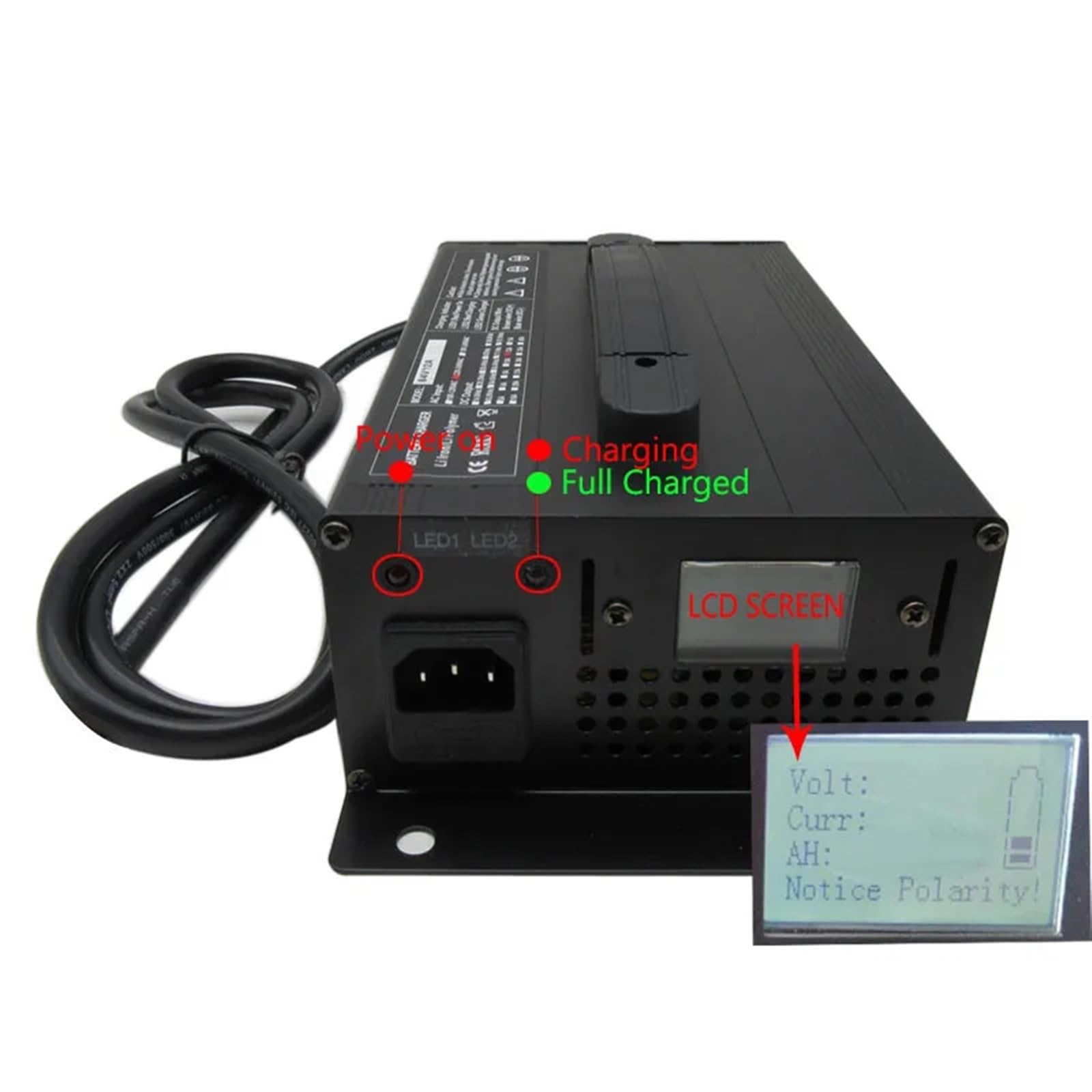 1200W 24V 30A 36V 25A 48V 20A 60V 15A 72V Chargeur de Batterie Plomb Ebike 48 Volts Chariot de Golf vélo électrique Chariot élévateur RV Chargeur(Alligator Clip,Lead Acid 72V 12A)