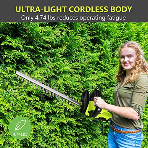 Cordless Hedge Trimmer, 1400RPM Powerful Electric Hedge Trimmer Cordless with 22” Dual-Action Blade, 0.55