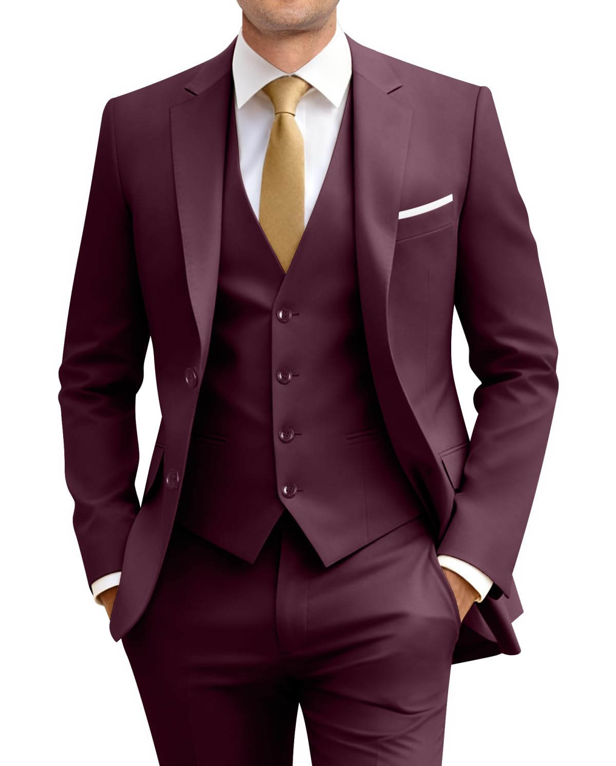 Men's Slim Fit 3 Piece Suit Set with Tie