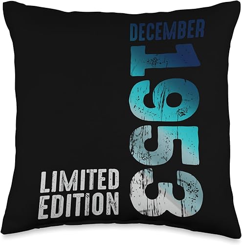 December Year Retro 1953 - Almohada vintage de edición limitada, 16 x 16 pulgadas, multicolor