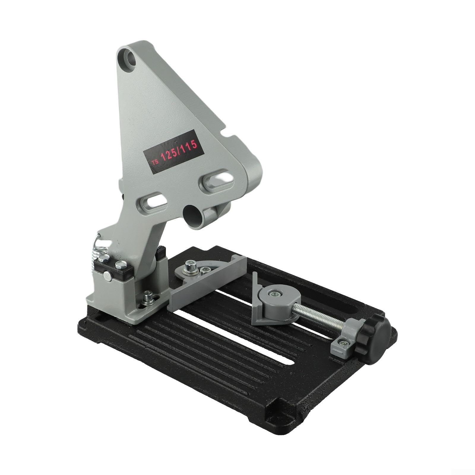 Supporto per smerigliatrice angolare con base in ghisa, supporto regolabile per smerigliatrici da 100 mm e 125 mm, stazione di taglio stabile, per metallo, legno, PVC, nero