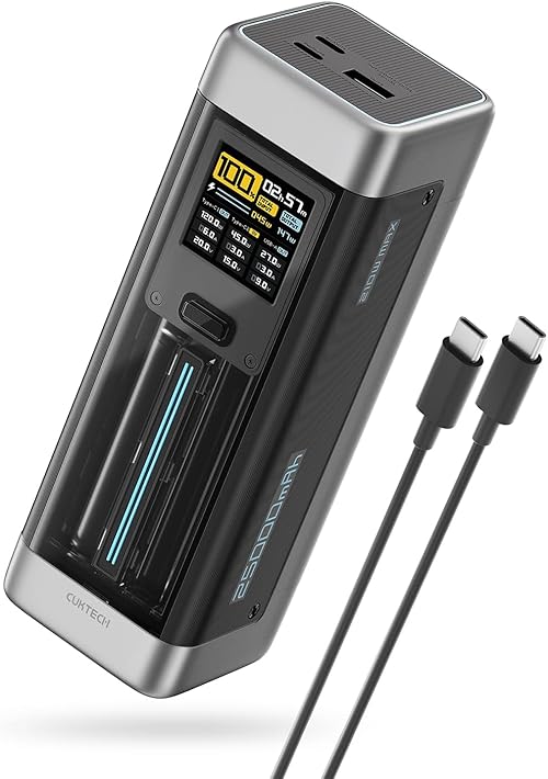 CUKTECH 20 Power Bank 25000mAh Laptop Batería Portátil con USB C PD3.1 140W y Pantalla TFT, 3 Puerto Bateria Externa Carga Rapida para MacBook Pro/iPad/iPhone 16/15/14/Samsung S24/S23/Xiaomi
