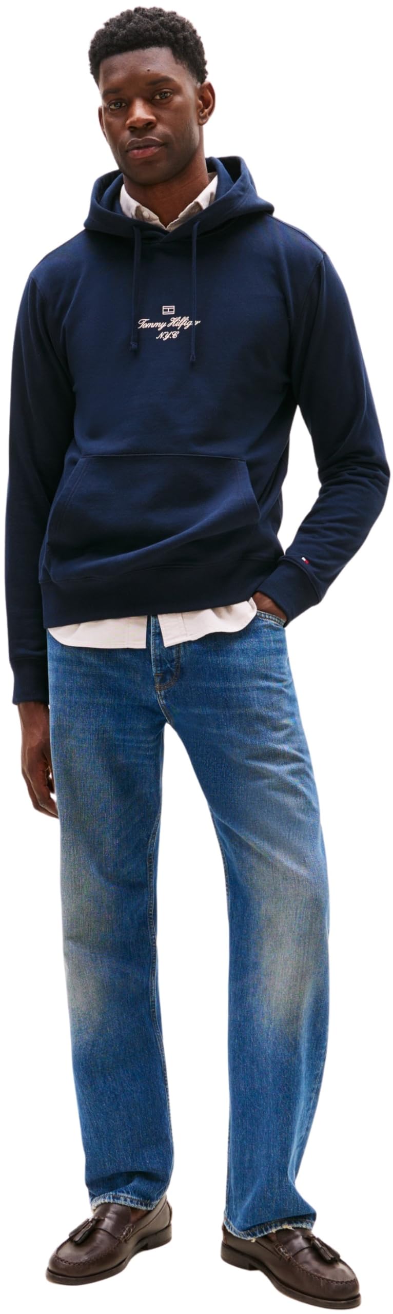 Tommy Hilfiger Outline Flag Script Hoodie Mw0mw39372 Sudadera con Capucha Hombre (Pack de 1)