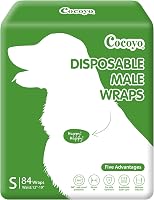COCOYO Small Male Dog Wraps Disposable Diapers 84ct - Super Absorbent Leak-Proof Breathable with Wetness Indicator