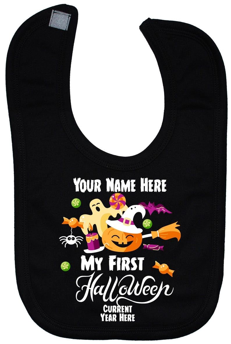 Acce Products Personalised Colour My First Halloween Baby Feeding Bib