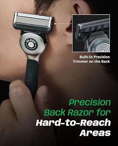 Miniatura 6 de DORCO SLEEK Navaja de 6 cuchillas para hombres con 7 cartuchos  Navajas de cartucho para hombres con mango y cuchillas de afeitado suave  Navajas