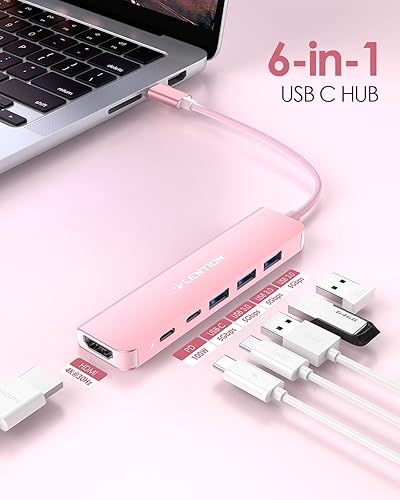 Miniatura 2 de LENTION Hub USB C, multipuerto con puerto HDMI 4K, 3 puertos USB-A, puerto de datos USB-C, puerto PD de 100 W, compatible con MacBook ProAir, iPhone