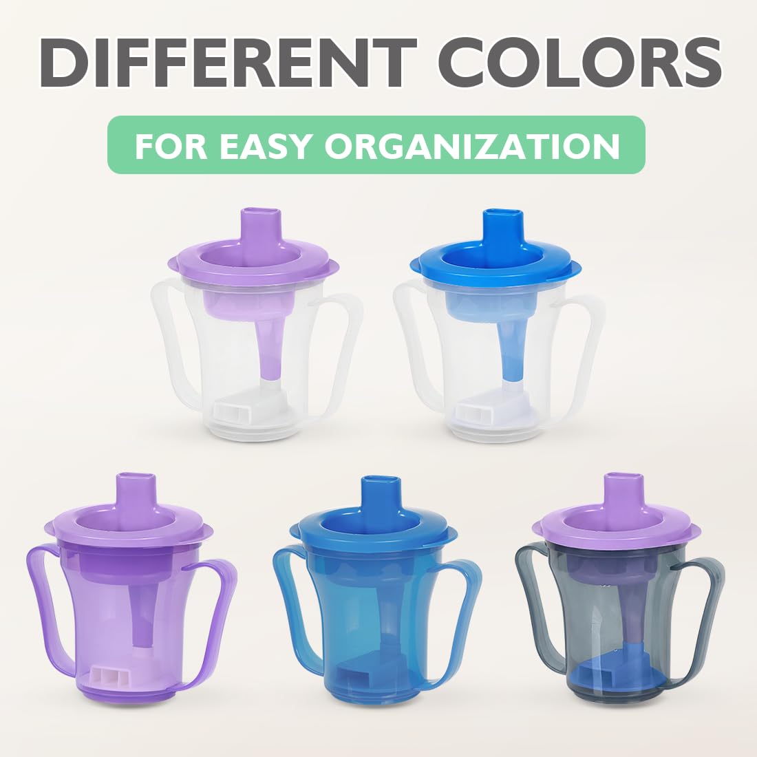 Vasos para disfagia para tragar personas, taza Provale de 5 cc o 10 cc de líquido cada vez para evitar el asfixia (tapa morada y gris)