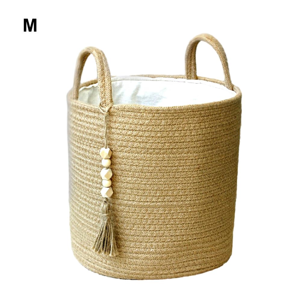 MRKU Cesta de Almacenamiento para Cocina, Tejida con Cuerda de algodón y Tela para Ropa Sucia.