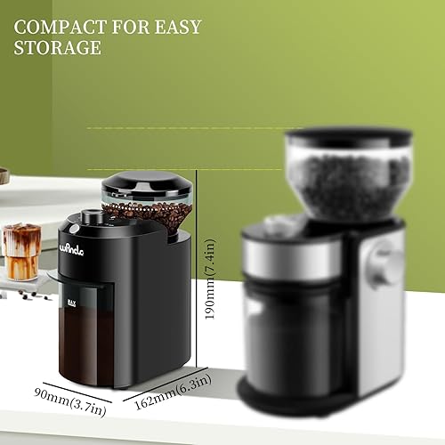 Miniatura 6 de Wancle Electric Burr Coffee Grinder - Adjustable with 28 Precise Grind Settings for 12 Cups - Professional Coffee Bean Grinder (Plastic, Black)