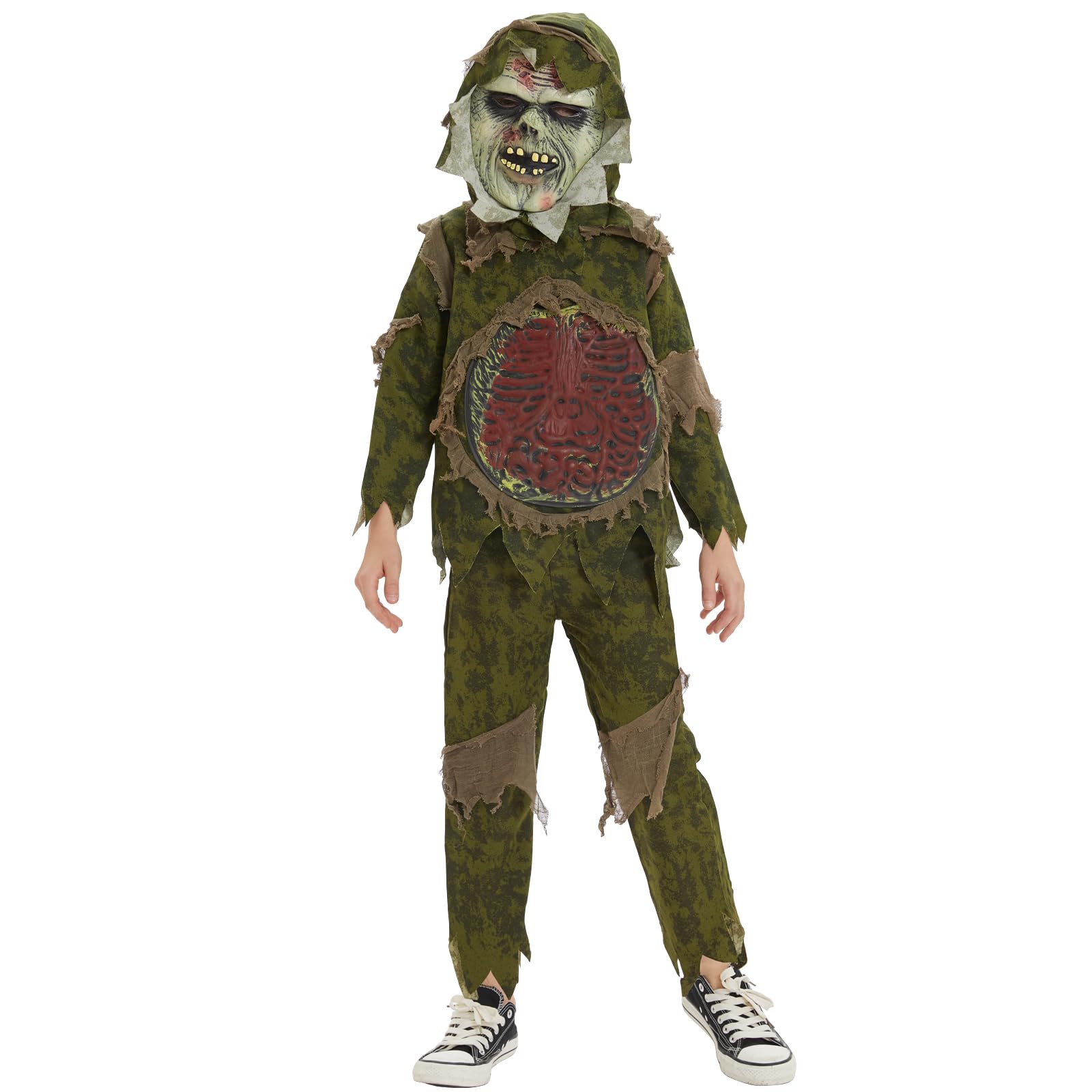 Herenear Disfraz de Zombi para Niño, Halloween de Monstruo Esqueleto Zombi, Creations Disfraz Halloween para Niño, Viviente del Pantano para Niños Fiestas de Disfraces de Halloween Juegos de Rol